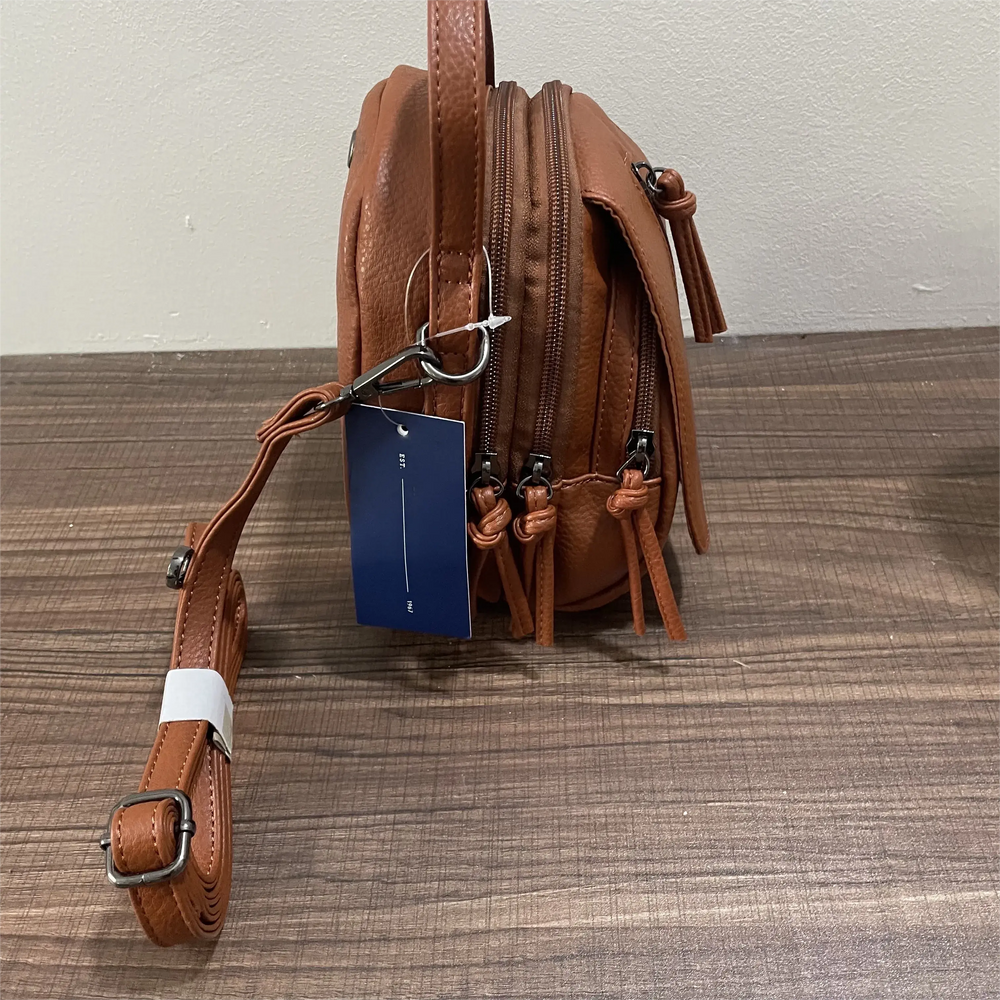Multi Layers Retro Soft Leather Handbag Ladies Multi Pockets Crossbody Bag