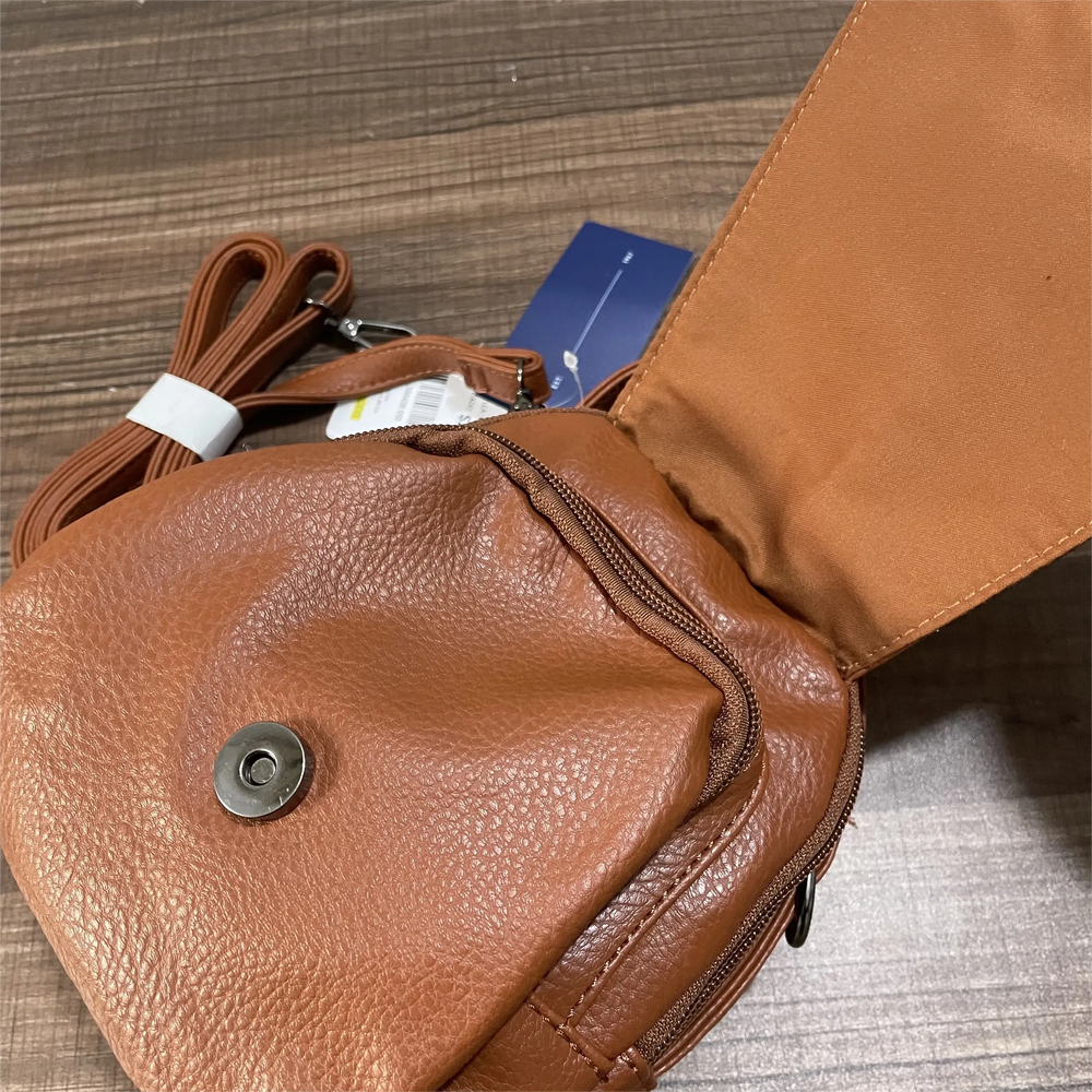 Multi Layers Retro Soft Leather Handbag Ladies Multi Pockets Crossbody Bag