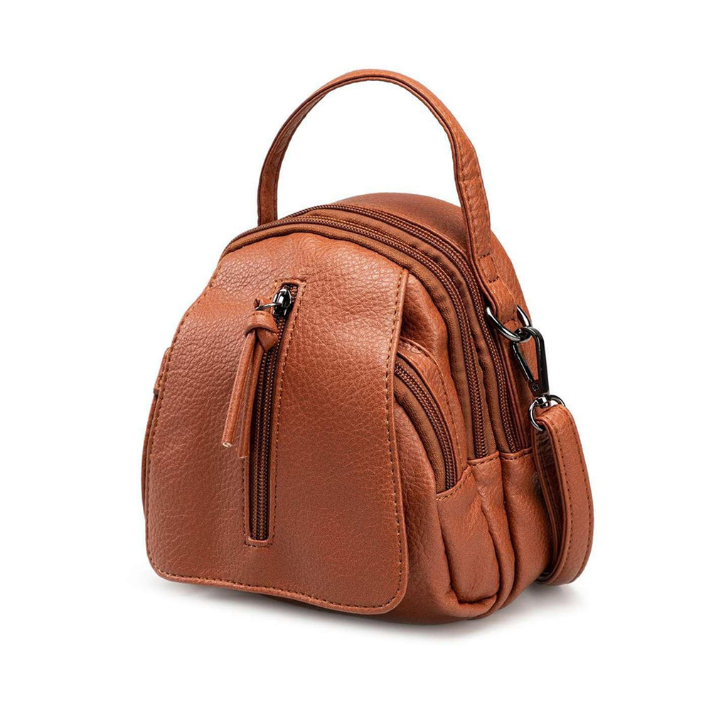 Multi Layers Retro Soft Leather Handbag Ladies Multi Pockets Crossbody Bag