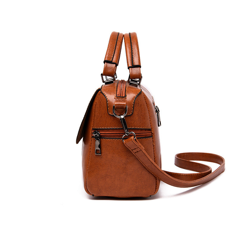 Women Vintage Leather Tote Handbag Large Capacity Work Shoulder Bag