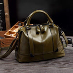 Obangbag Army Green Retro Vintage Oil Wax Leather Shoulder Bag for Women