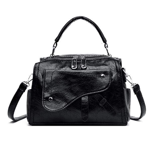 Obangbag Black Women Chic Stylish Roomy Multifunction Leather Handbag Crossbody Bag Backpack