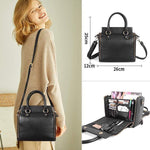 Obangbag Black Women Retro Vintage Genuine Leather Handbag Multi Pockets Shoulder Bag Handbag File Case