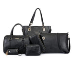 Obangbag Black Women Vintage Large Capacity Multifunction Professional Leather Bag Set Handbag Crossbody Bag Purse Card Holder