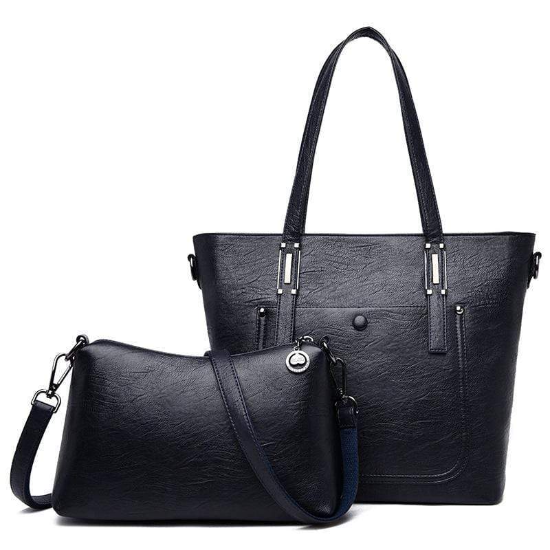 Obangbag Blue Women Chic Vintage Large Capacity Multifunction Soft Leather Bag Set Crossbody Bag for Work for Travel