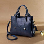 Obangbag Blue Women Vintage Leather Large Capacity Multi-pockets Handbag