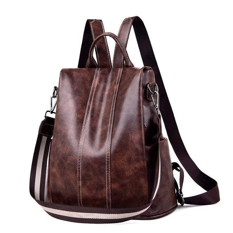 Obangbag Brown Multifunction Anti Theft iPad Backpack Large Capacity Shoulder Bag