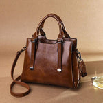 Obangbag Brown Women Vintage Leather Large Capacity Multi-pockets Handbag
