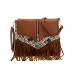 Obangbag Coffee Ladies Retro Fringed Shoulder Bag Small Soft Leather Work Crossbody Bag