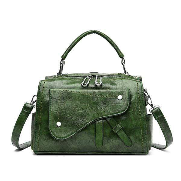 Obangbag Green Women Chic Stylish Roomy Multifunction Leather Handbag Crossbody Bag Backpack