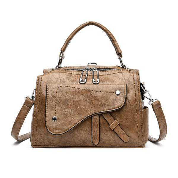 Obangbag Khaki Women Chic Stylish Roomy Multifunction Leather Handbag Crossbody Bag Backpack