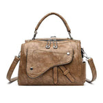 Obangbag Khaki Women Chic Stylish Roomy Multifunction Leather Handbag Crossbody Bag Backpack