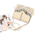 Obangbag Ladies Retro Fringed Shoulder Bag Small Soft Leather Work Crossbody Bag