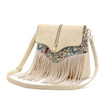 Obangbag Ladies Retro Fringed Shoulder Bag Small Soft Leather Work Crossbody Bag