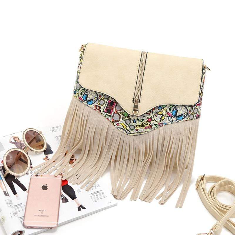 Obangbag Ladies Retro Fringed Shoulder Bag Small Soft Leather Work Crossbody Bag