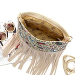 Obangbag Ladies Retro Fringed Shoulder Bag Small Soft Leather Work Crossbody Bag