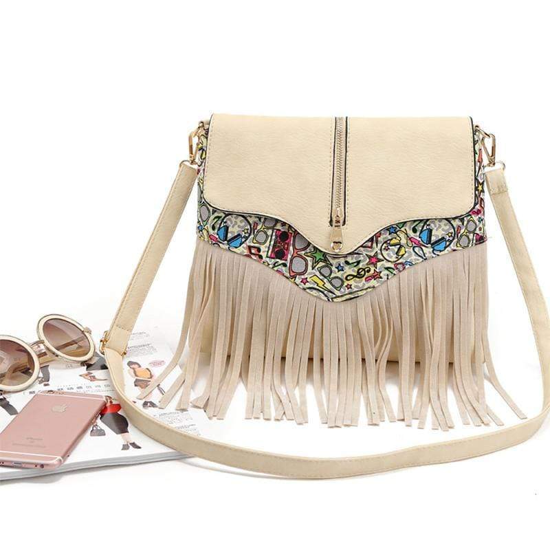 Obangbag Ladies Retro Fringed Shoulder Bag Small Soft Leather Work Crossbody Bag