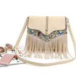 Obangbag Ladies Retro Fringed Shoulder Bag Small Soft Leather Work Crossbody Bag