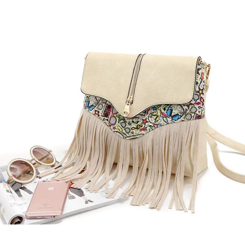 Obangbag Ladies Retro Fringed Shoulder Bag Small Soft Leather Work Crossbody Bag