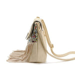 Obangbag Ladies Retro Fringed Shoulder Bag Small Soft Leather Work Crossbody Bag