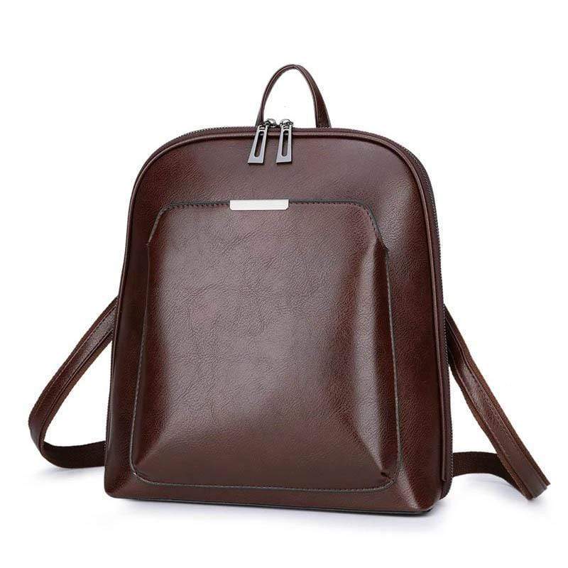 Obangbag Multi Pockets Retro Vintage Oil Wax Leather Women Travel Computer Laptop Large Backpack