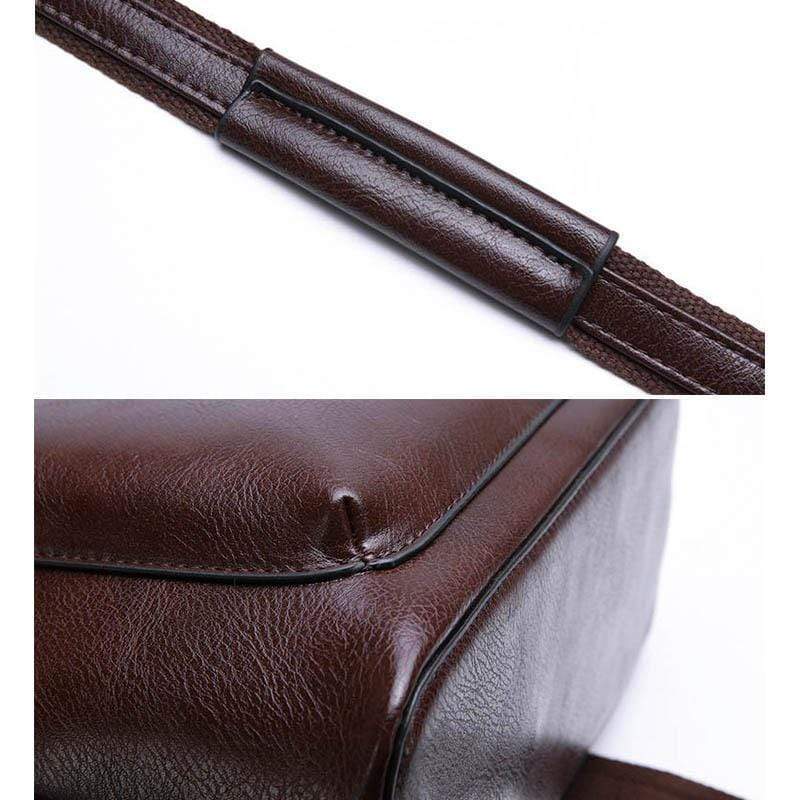 Obangbag Multi Pockets Retro Vintage Oil Wax Leather Women Travel Computer Laptop Large Backpack