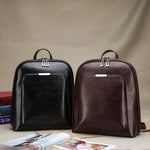 Obangbag Multi Pockets Retro Vintage Oil Wax Leather Women Travel Computer Laptop Large Backpack