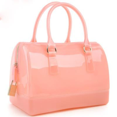 Obangbag Pink Women Chic Cute Summer Colorful Transparent Plastic PVC Handbag