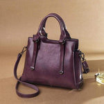 Obangbag Purple Women Vintage Leather Large Capacity Multi-pockets Handbag