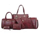 Obangbag Red Women Vintage Large Capacity Multifunction Professional Leather Bag Set Handbag Crossbody Bag Purse Card Holder