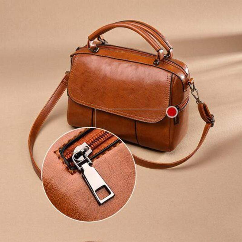Obangbag Retro Leather Vintage Multi-pocket Handbag Minimalist Messenger bag