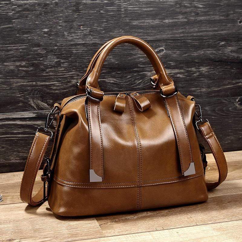 Obangbag Retro Vintage Oil Wax Leather Shoulder Bag for Women