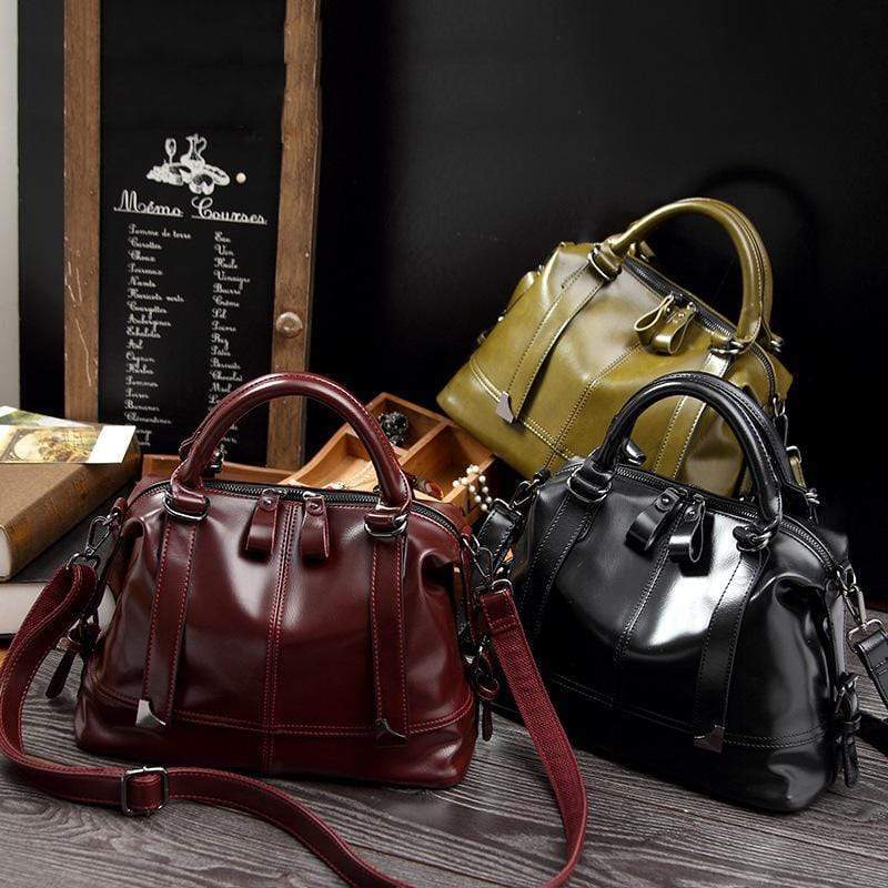 Obangbag Retro Vintage Oil Wax Leather Shoulder Bag for Women