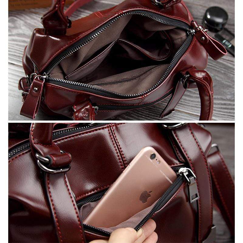 Obangbag Retro Vintage Oil Wax Leather Shoulder Bag for Women