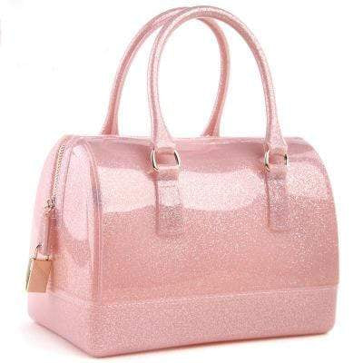 Obangbag Shiny Pink Women Chic Cute Summer Colorful Transparent Plastic PVC Handbag