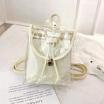 Obangbag White Women Chic Colorful Clear Transparent Plastic PU Leather Backapck for Work for Travel