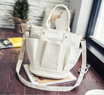 Obangbag White Women Fashion Vintage Multi Pockets Multifunction Canvas Handbag Crossbody Bag Shoulder Bag