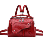 Obangbag WineRed Women Chic Stylish Roomy Multifunction Leather Handbag Crossbody Bag Backpack