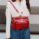 Obangbag Women Chic Stylish Roomy Multifunction Leather Handbag Crossbody Bag Backpack