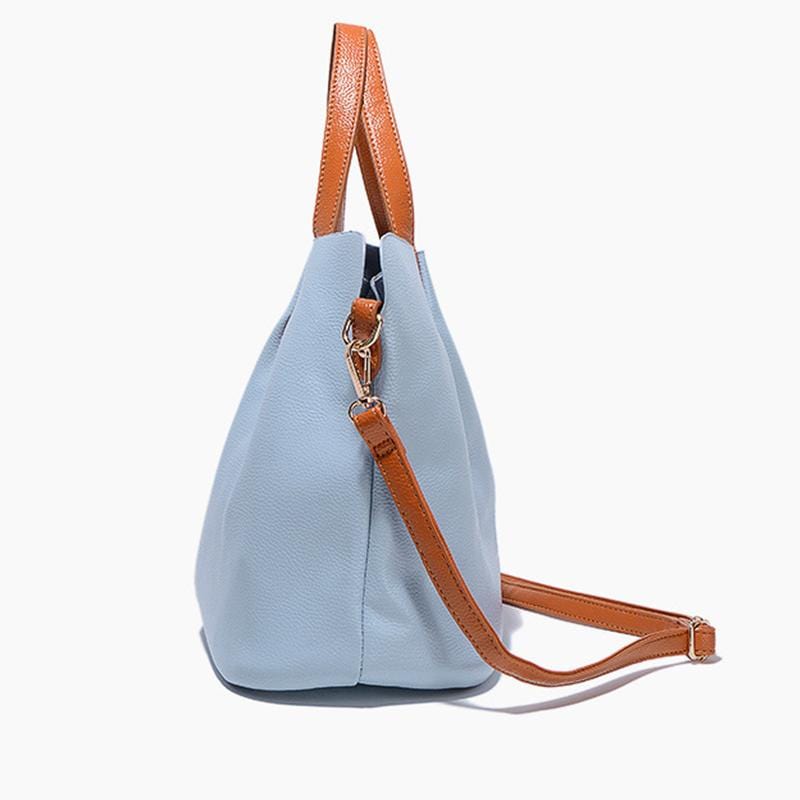 Obangbag Women Chic Vintage Large Capacity Multifunction Casual Soft Leather Tote Bag Handbag