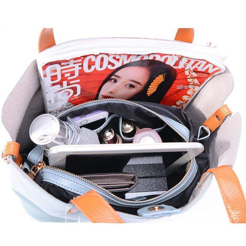 Obangbag Women Chic Vintage Large Capacity Multifunction Casual Soft Leather Tote Bag Handbag