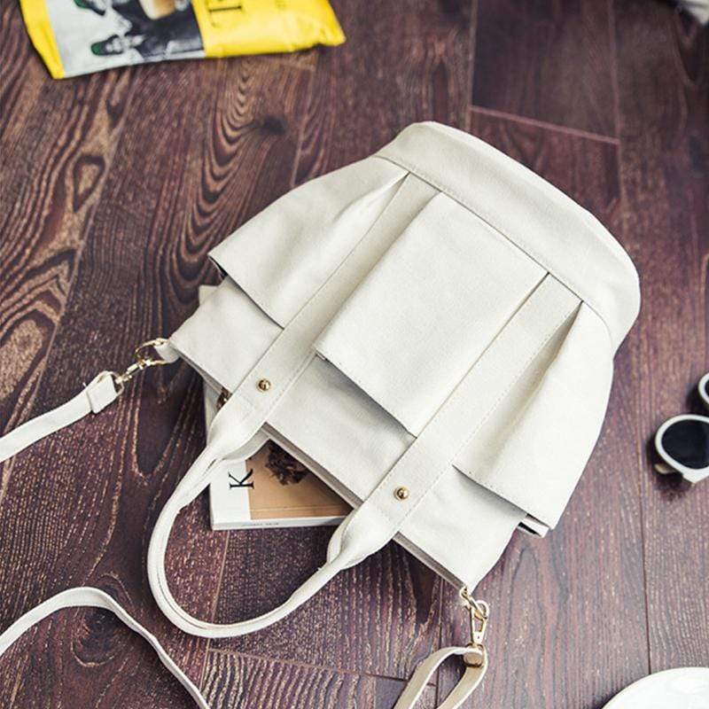 Obangbag Women Fashion Vintage Multi Pockets Multifunction Canvas Handbag Crossbody Bag Shoulder Bag