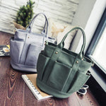 Obangbag Women Fashion Vintage Multi Pockets Multifunction Canvas Handbag Crossbody Bag Shoulder Bag