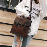 Obangbag Women Retro Stylish Vintage Simple Roomy Lightweight Leather Backpack Bookbag