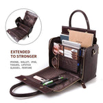 Obangbag Women Retro Vintage Genuine Leather Handbag Multi Pockets Shoulder Bag Handbag File Case