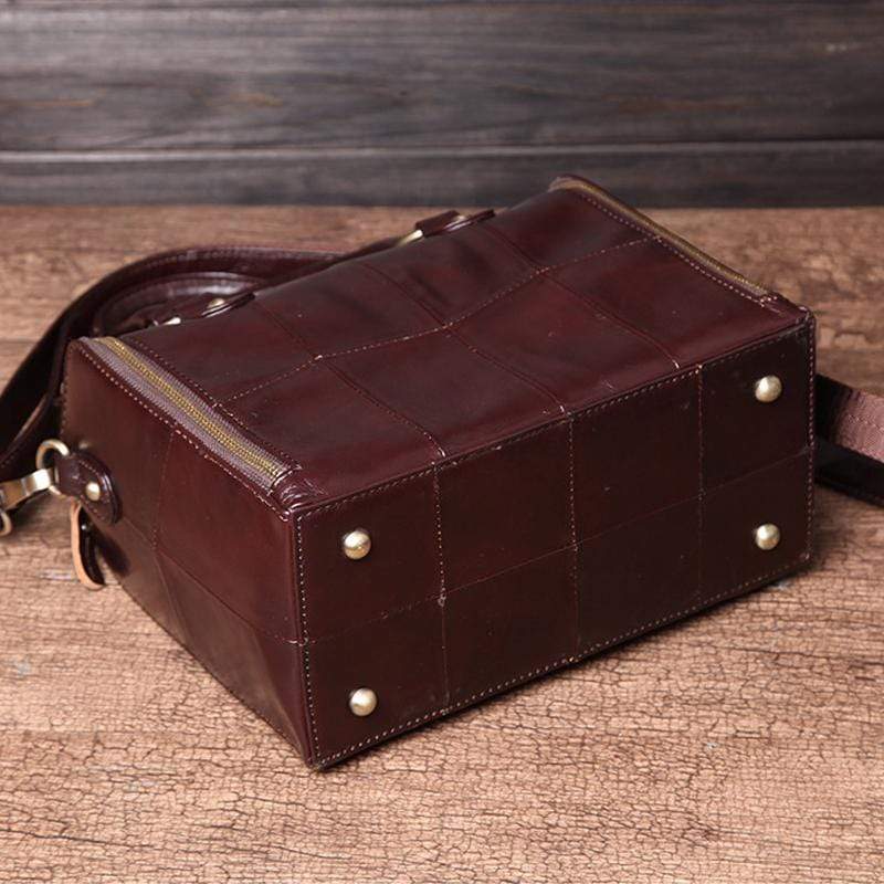 Obangbag Women Retro Vintage Genuine Leather Handbag Multi Pockets Shoulder Bag Handbag File Case