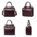 Obangbag Women Retro Vintage Genuine Leather Handbag Multi Pockets Shoulder Bag Handbag File Case