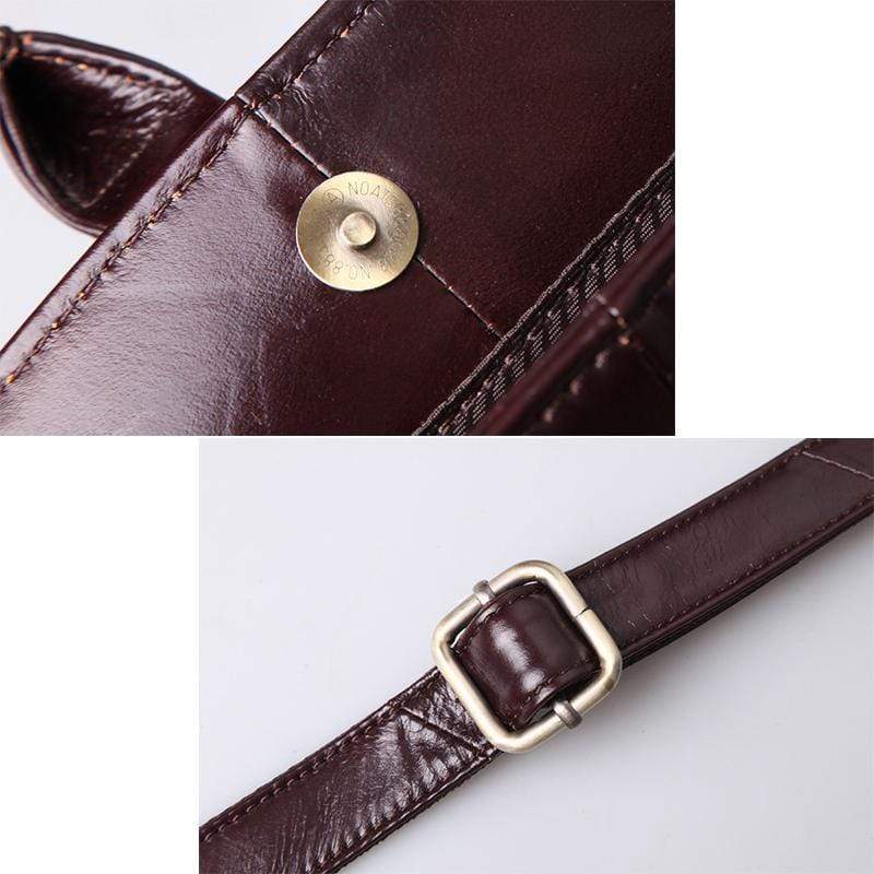 Obangbag Women Retro Vintage Genuine Leather Handbag Multi Pockets Shoulder Bag Handbag File Case