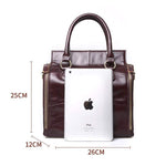 Obangbag Women Retro Vintage Genuine Leather Handbag Multi Pockets Shoulder Bag Handbag File Case