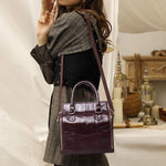 Obangbag Women Retro Vintage Genuine Leather Handbag Multi Pockets Shoulder Bag Handbag File Case